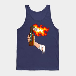 hand holding burning Molotov Tank Top